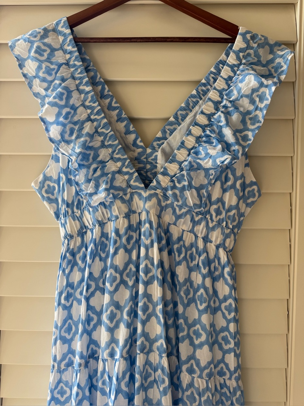 Madison Mathews Savannah Midi Dress NWT Blue Block Print - Picture 2 of 7